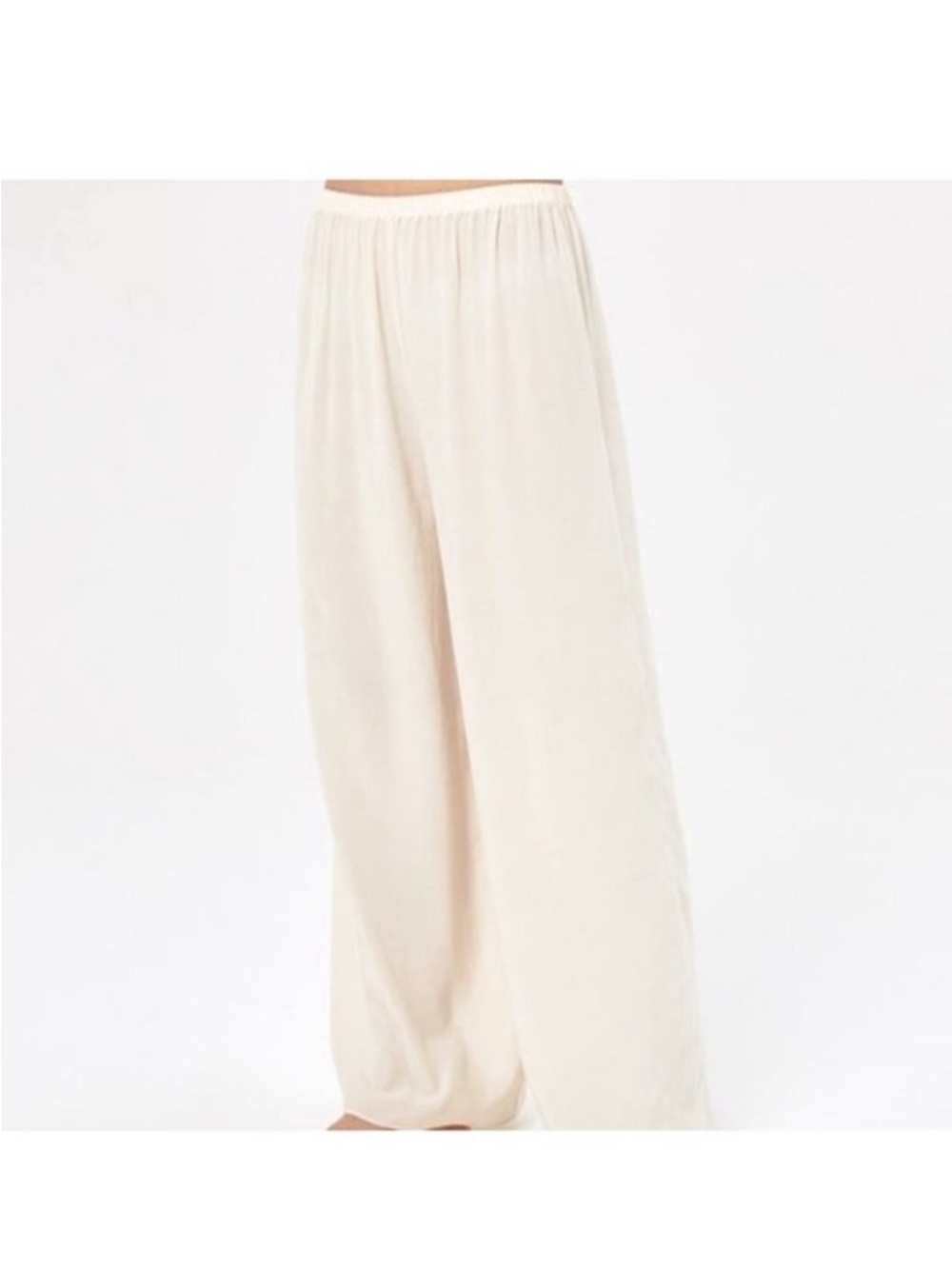NAP Size Large Cream Cupro Blend Wide Leg Flowy Lounge Pants Women’s Large